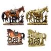 Horse Resin Figurine, Rustic Fence & Galloping Pony Statue Sculpture, Luxury Home Decor for Living Room TV Stand Entryway Wine Cabinet, Unique