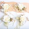 Premium Artificial Flower Wedding Corsage Pair For Bride Grooms Bridesmaids Matching Accessories Western Ceremony