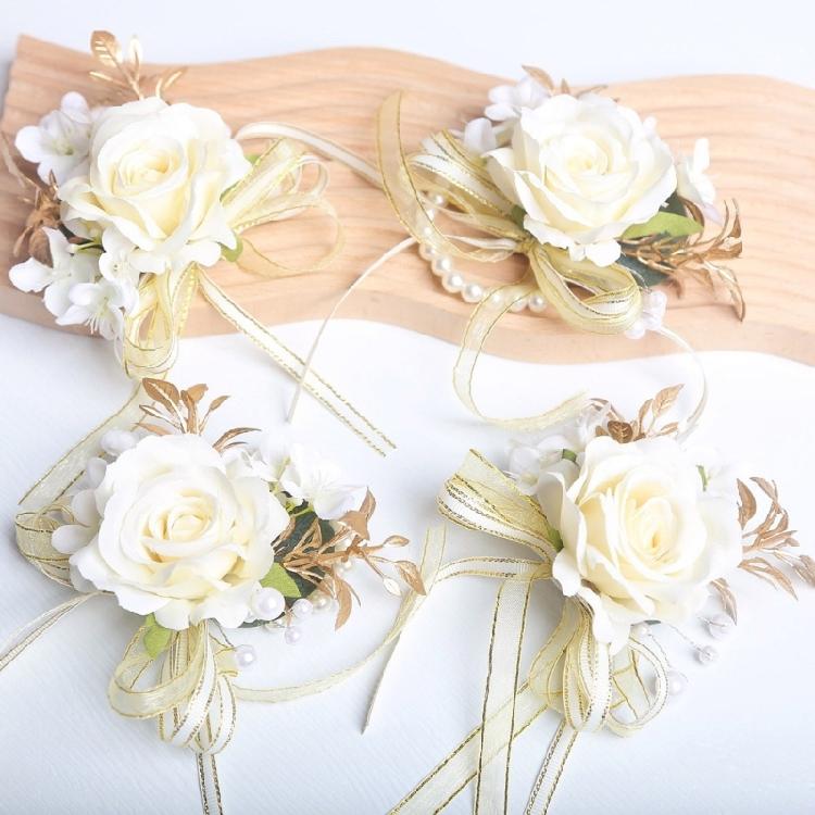 Premium Artificial Flower Wedding Corsage Pair For Bride Grooms Bridesmaids Matching Accessories Western Ceremony