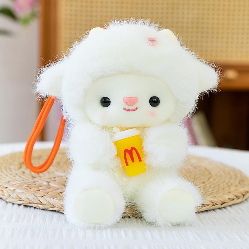 

Super cute burger gourmet lamb plush toy girl backpack pendant French fries keychain activity gift 16cm【0.14kg】