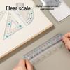 Deli VC17/VC18 Transparent 4-Piece Drafting Set: Ruler, Square, and Protractor