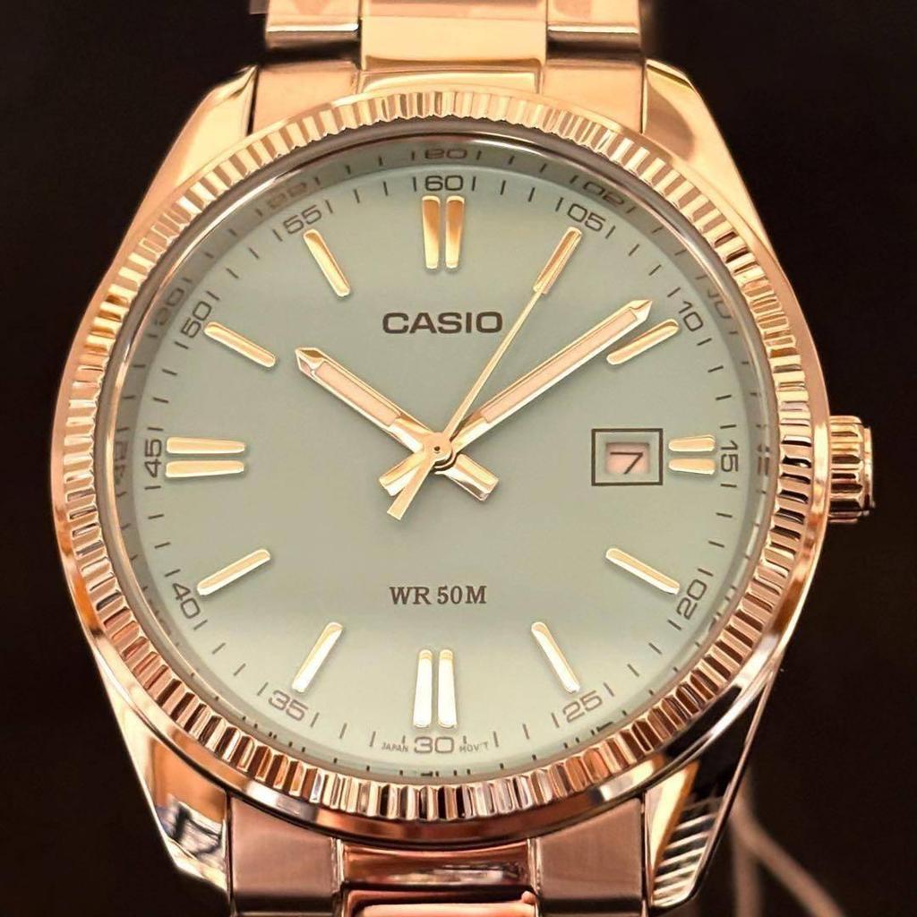 Used CASIO Men's Watch, Turquoise Blue/Silver Color, Men's Watch