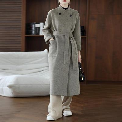 100% Wool Women Coat Autumn Wool Long Coat Handmade Pea Coat Winter Warm Wool Long Jacket Overcoat