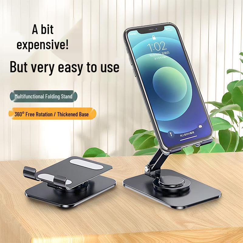Foldable Aluminum Phone & Tablet Stand with Rotating Anti-Shake Design