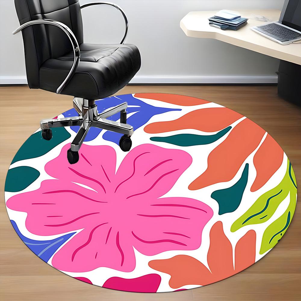 1pc Floral Patterned Carpet, Round Non Slip Durable Large Size Office Carpet, Suitable for Office