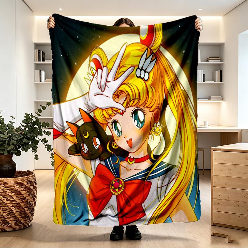 Sailor Moon Print Blanket - Soft & Comfortable, for Bedroom, Travel, Sofa, Home Decoration - Birthday Christmas Gift for Friend