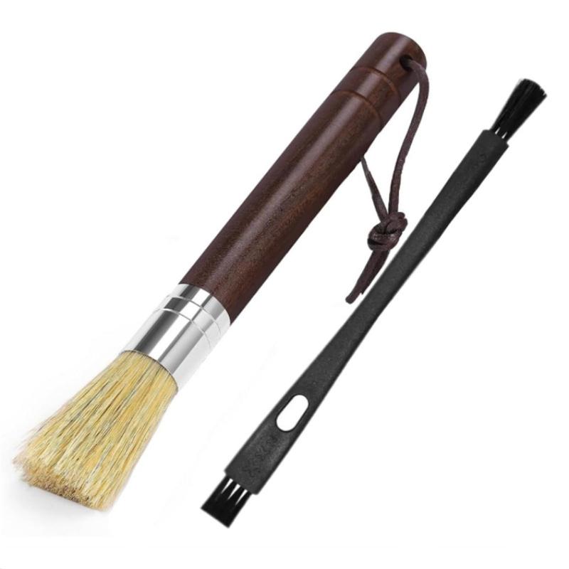 Wooden Handle Cleaning Tool Set For Coffee Grinders Espresso Machine Natural Bristles Cleaner Brush Baristas Accessories