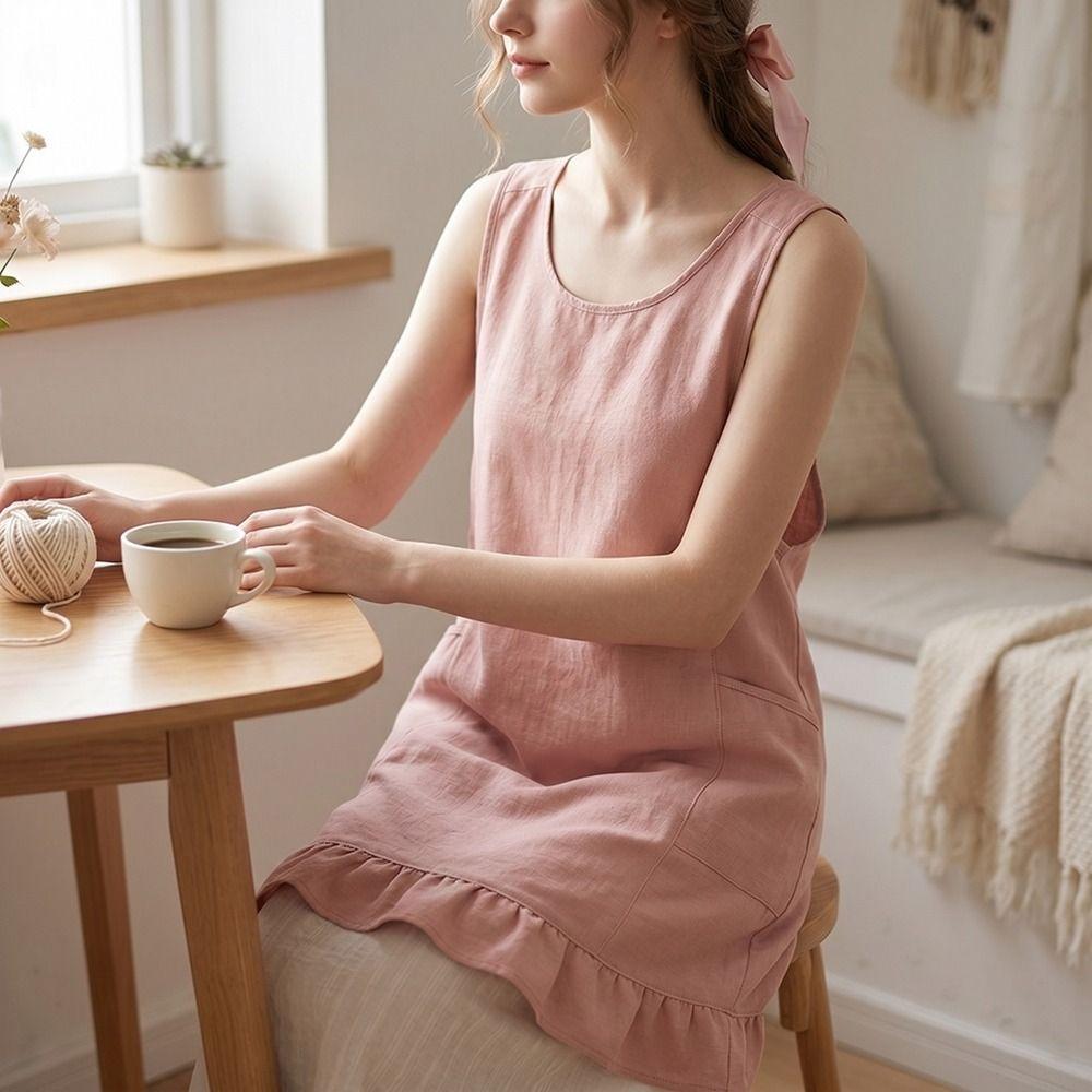 Breathable Cooking Apron Stain-Resistant Cleaning Apron Lightweight Sleeveless Apron Restaurant