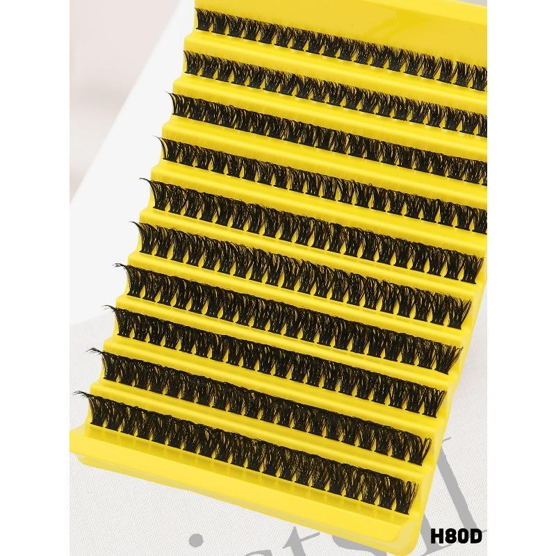 8-16mm Mixed Size D-Curl Design 80D Russian Curl False Eyelashes, Natural Soft Fluffy Cluster Fake Lashes, Wispy Smoke Effect DIY Lashes