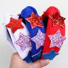 USA Independence Day Star Headband for Women Girls Fabric Headbands Holiday Hairbands Bowknot Headband Hair Accessories Headwear