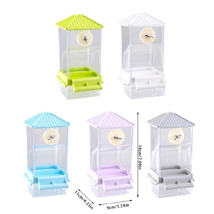 Plastic Parrots Feeder Transparent Bird Cage Food Dispenser Container Box for Small Birds with Anti Clogging Feature
