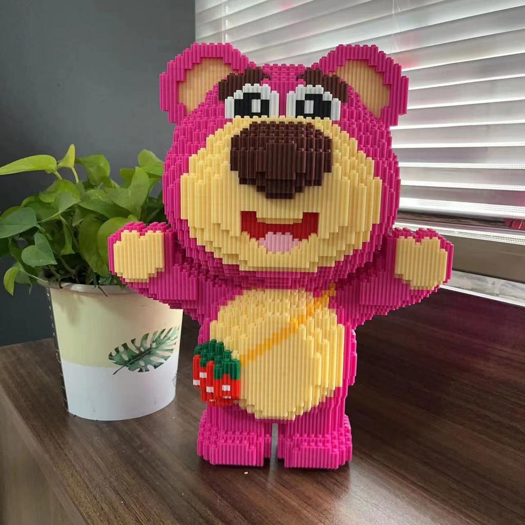30Cm Extra Large Strawberry Bear Block Assembly Toy Small Particle Lotso Girl Student Festival Gift Boy Puzzle Block