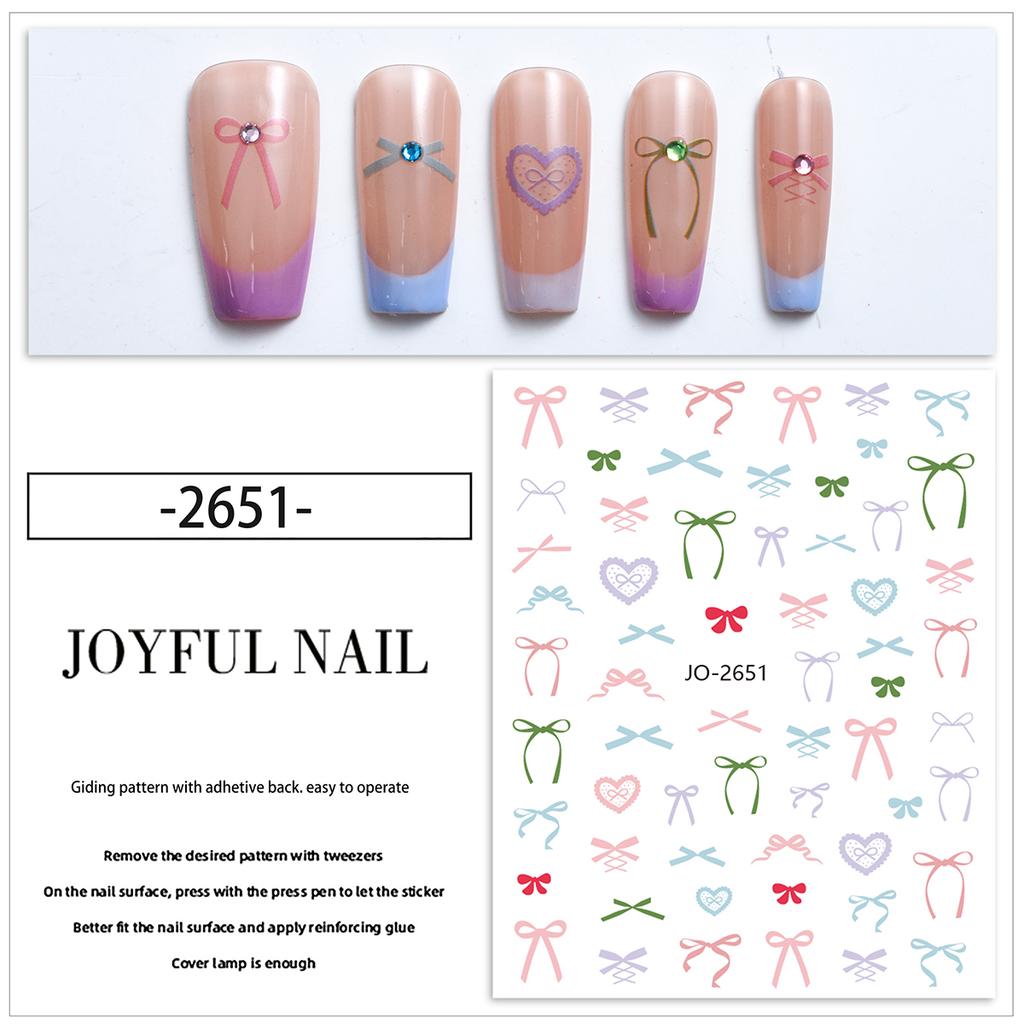 3D Ribbon Cute Silk Bowknot Nail Art Stickers Siders Self-Adhesive Kawaii Nail Decals Decoration DIY Manicure Accessories