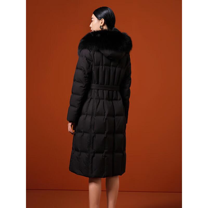 Tanboer Women's Extreme Cold Long Goose Down Jacket with Blue Fox Fur Collar TB232868