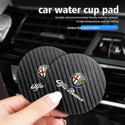 2 Pièces Sous-verres de Voiture Porte-gobelet d'Eau Tapis Antidérapants Accessoires Pour GT Stelvio F1 Brera Volante Tonale Gloria Disco