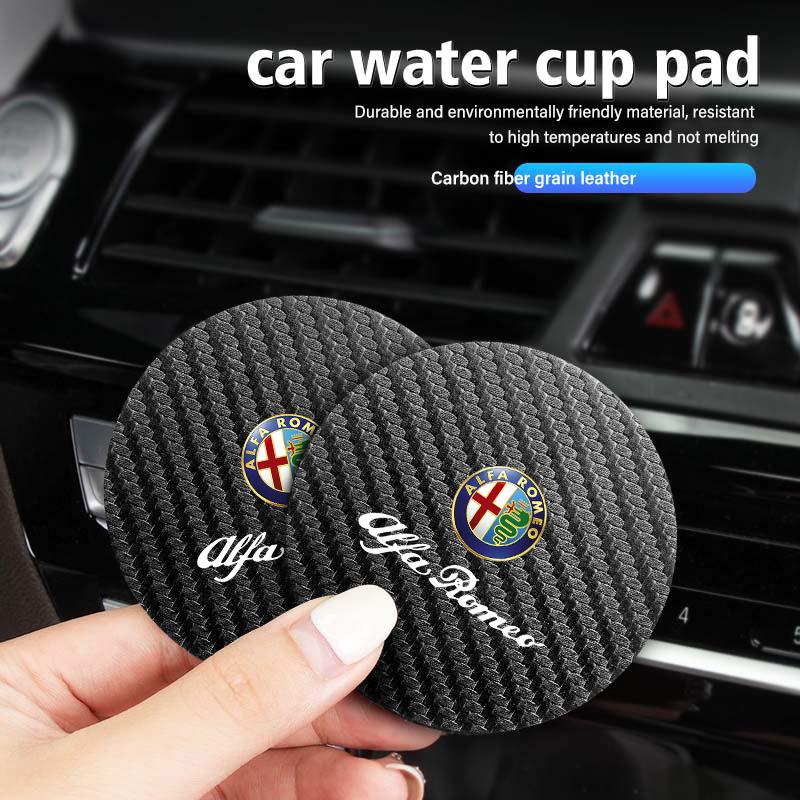 2 Pièces Sous-verres de Voiture Porte-gobelet d'Eau Tapis Antidérapants Accessoires Pour Alfa Romeo GT Stelvio F1 Brera Volante Tonale Gloria Disco