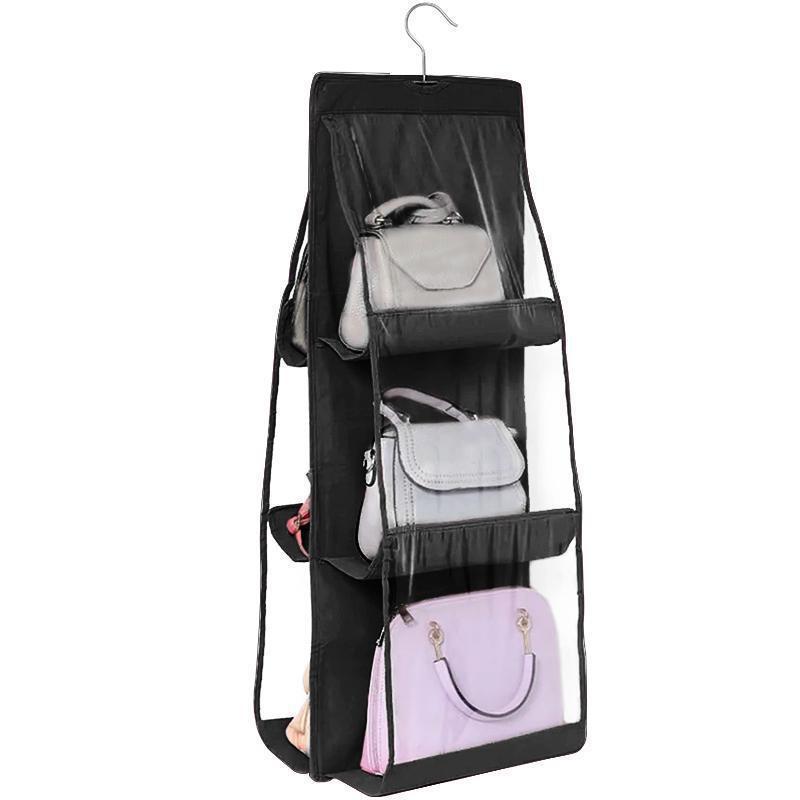 Double Side Transparent 6 Pocket Organizer Backpack Handbag Storage Bags Shoe Storage Bag Home Supplies Closet Rack Hangers