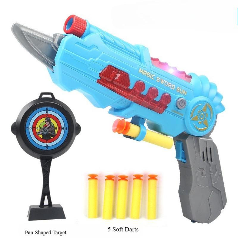 Deformable Soft Dart Toy Gun Light Sound Suction Cup Foam Darts Blaster Toy Boy Indoor Shooting Toy with 5 Soft Bullets 1 Target