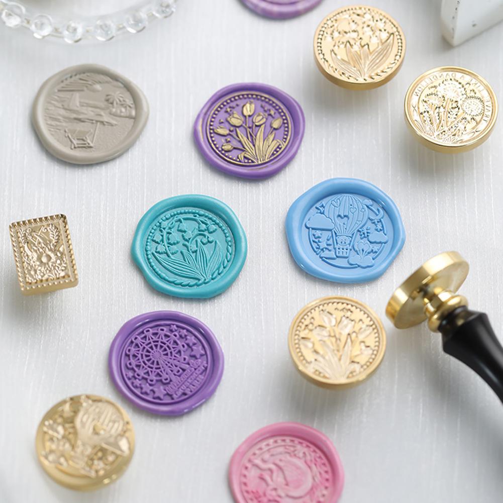 Special-shaped Fire Paint Copper Head 3D Relief Wax Sealing Copper Head Classic Vintage DIY Manual Account for Gift Scrapbooking