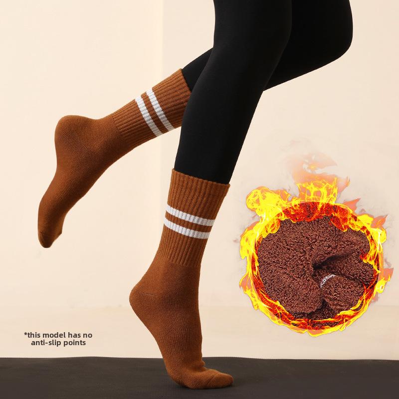 Striped Non-Slip Cotton Yoga Socks - Mid-Tube for Indoor Fitness & Pilates