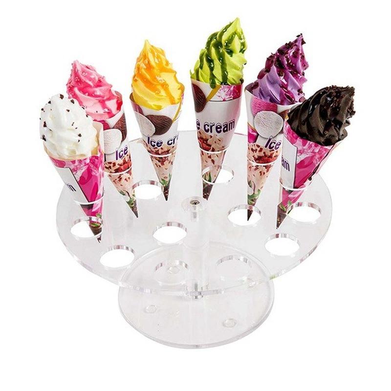 16 Holes Transparent Acrylic Ice Cream Stand Cake Cone Stand Holder Wedding Buffet Food Display Stand  Baking Kitchen Tools