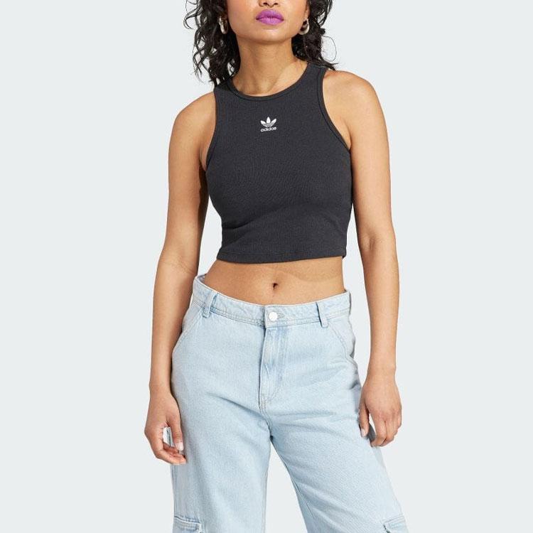 Adidas Originals Trefoil Solid Logo Sleeveless Sports Vest Women Tops Black IJ8251