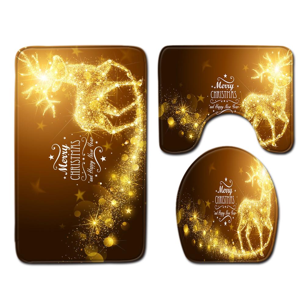 Christmas Bathroom Floor Mat Toilet Three-Piece Set