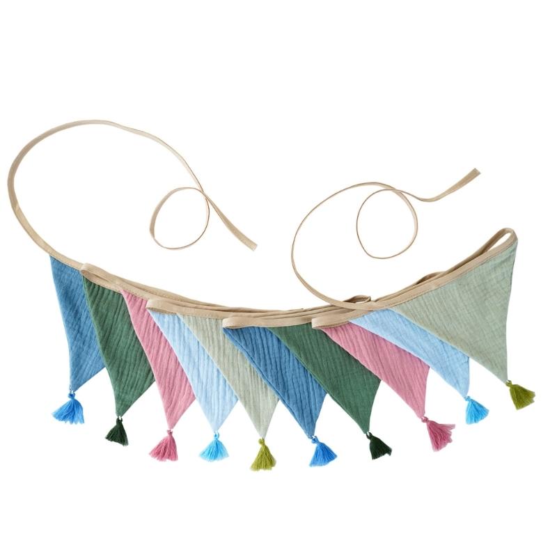 Festoni Bandierine in Cotone Crepe Colori Caramella Luminosi Per Asilo Nido Compleanni di Bambini Feste Eventi