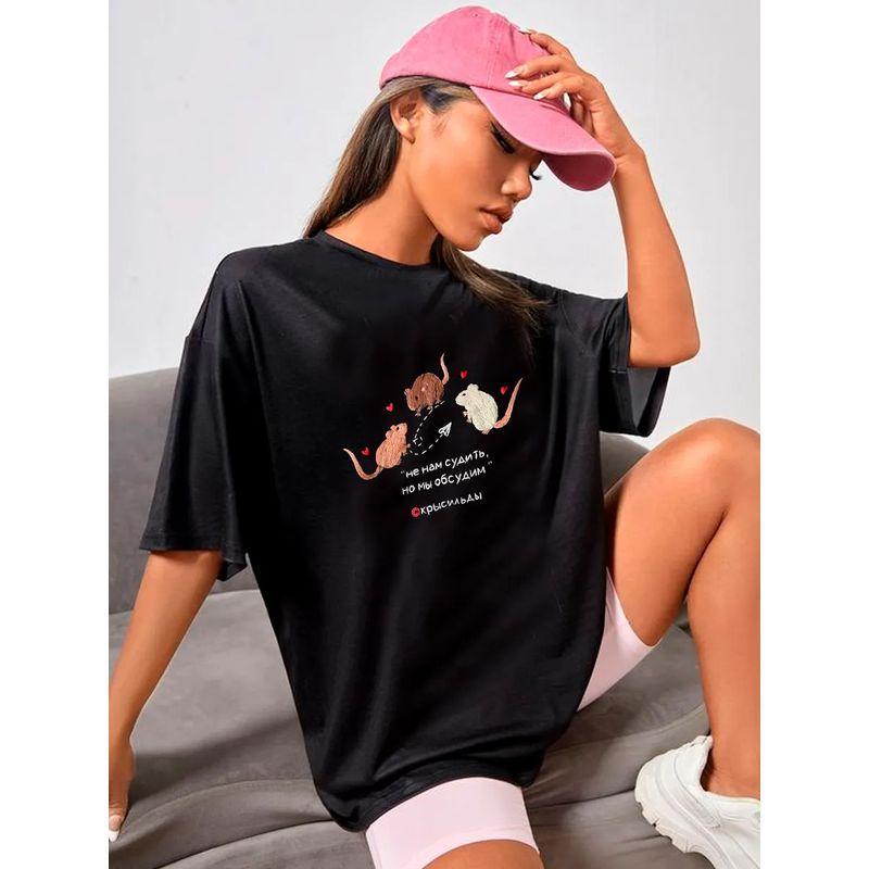 Western Style New Fashion Casual Loose Print round Neck Short sleeve T-shirt Top Printed T-shirt Top