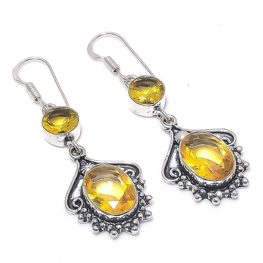 

Natural Citrine Gemstone Handmade 925 Sterling Silver Earring 2.17 s0t96
