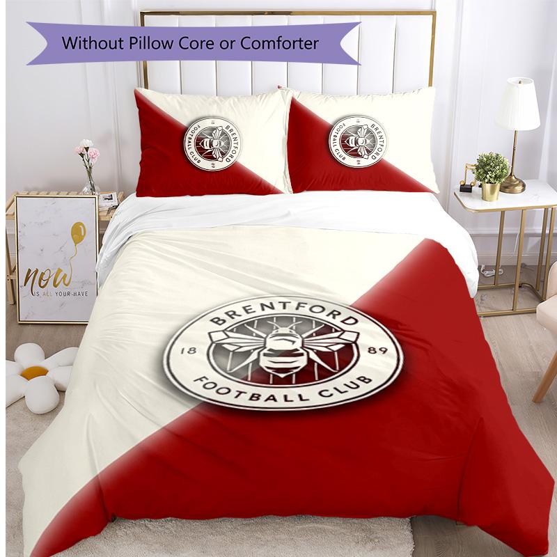 Brentford Football Bedrucktes 3-teiliges Bettwäscheset, Bequemes hautfreundliches Schlafzimmer-Bettbezug-Set