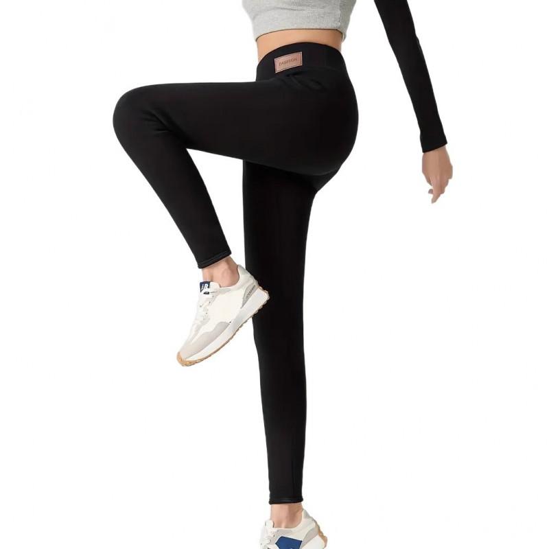 Womens Fleece Lined Leggings High Waist Slim Fit Casual Sports Pants With Pockets