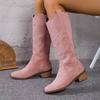 Tall Women's Boots Big Size 2024 Autumn and Winter New Embroidered Pointed Side Zipper European and American Style Popular