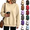 Dames Kleur Nek Sweatshirt Losse Pasvorm Casual Pullover Top