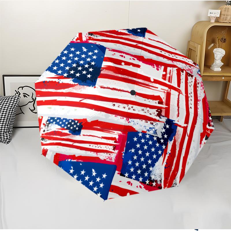 American Flag Fashionable Automatic Opening/Closing Folding Umbrella. Portable and Foldable, Ideal for Gift, Travel, and Daily Use.