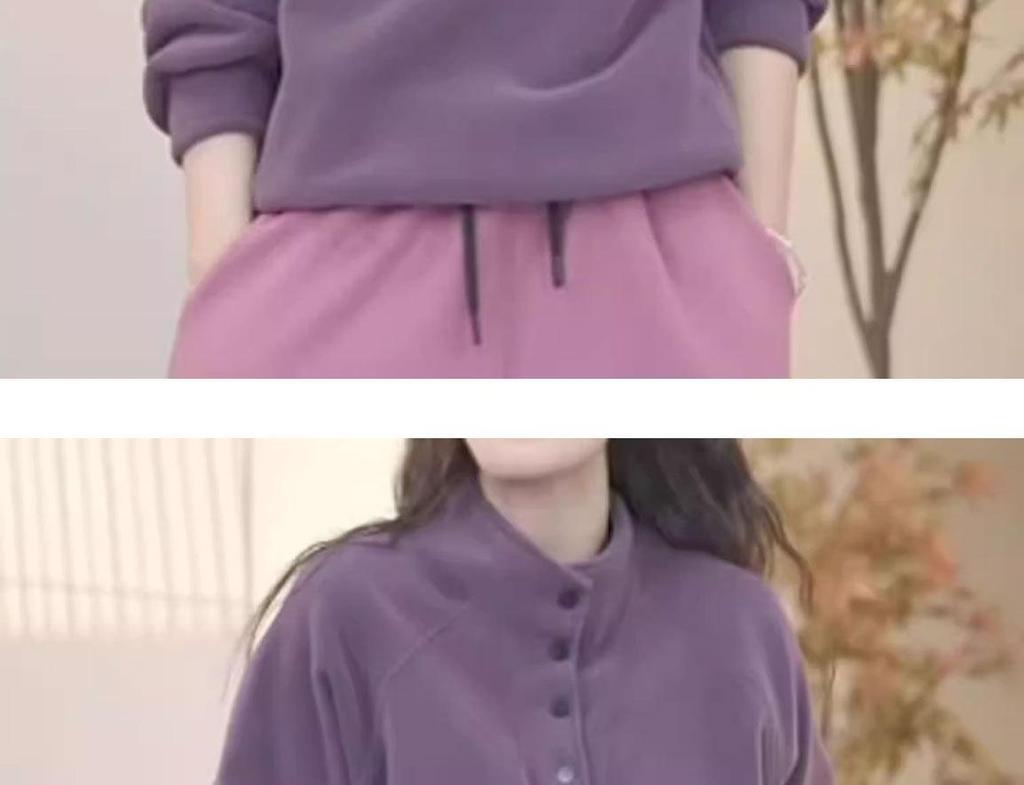 Women's 2025 Autumn/Winter Velvet Sweatshirt: Button Stand-Up Collar, Loose Fit, Plus Size, Fleece-Lined, Warm, Long-Sleeved Top