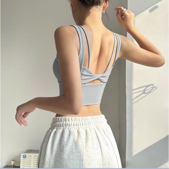 Women's Padded Camisole Tank Top: Beautiful Back, Chest-Enhancing, Ideal for Yoga, in Southeast Asian, European, and American Styles.