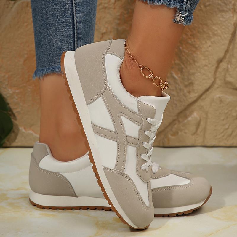 Fashion Women's Contrast Color Casual Sneakers Comfort Non Slip Soft Sole Walking Shoes Woman Fashion Black White Striped Flat Sneakers
