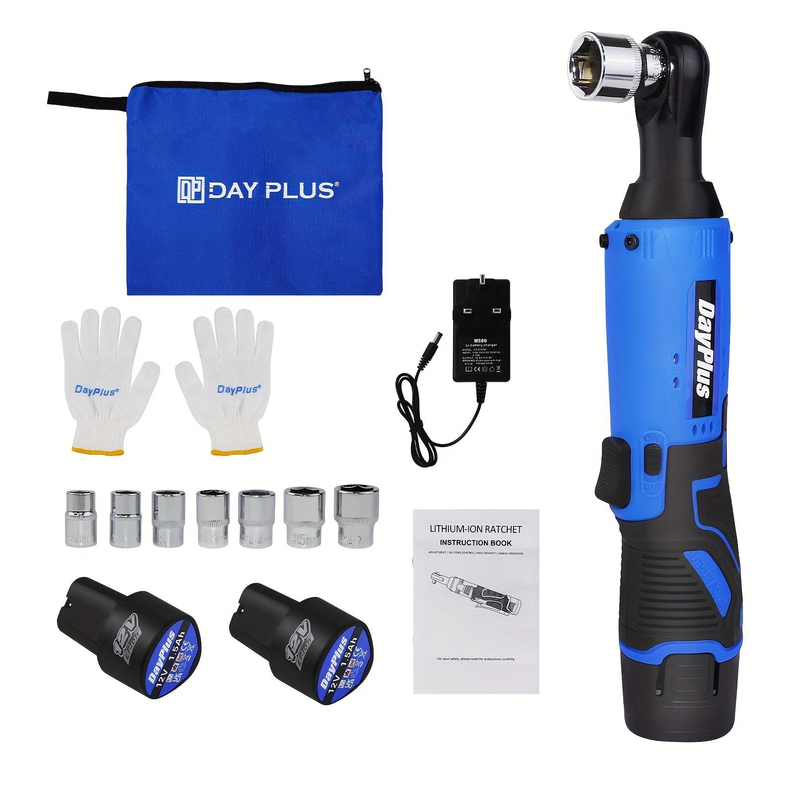 

Электрический беспроводной правый трещотка 3/8 90 угловой ключ Power 2 батареи DIY синий