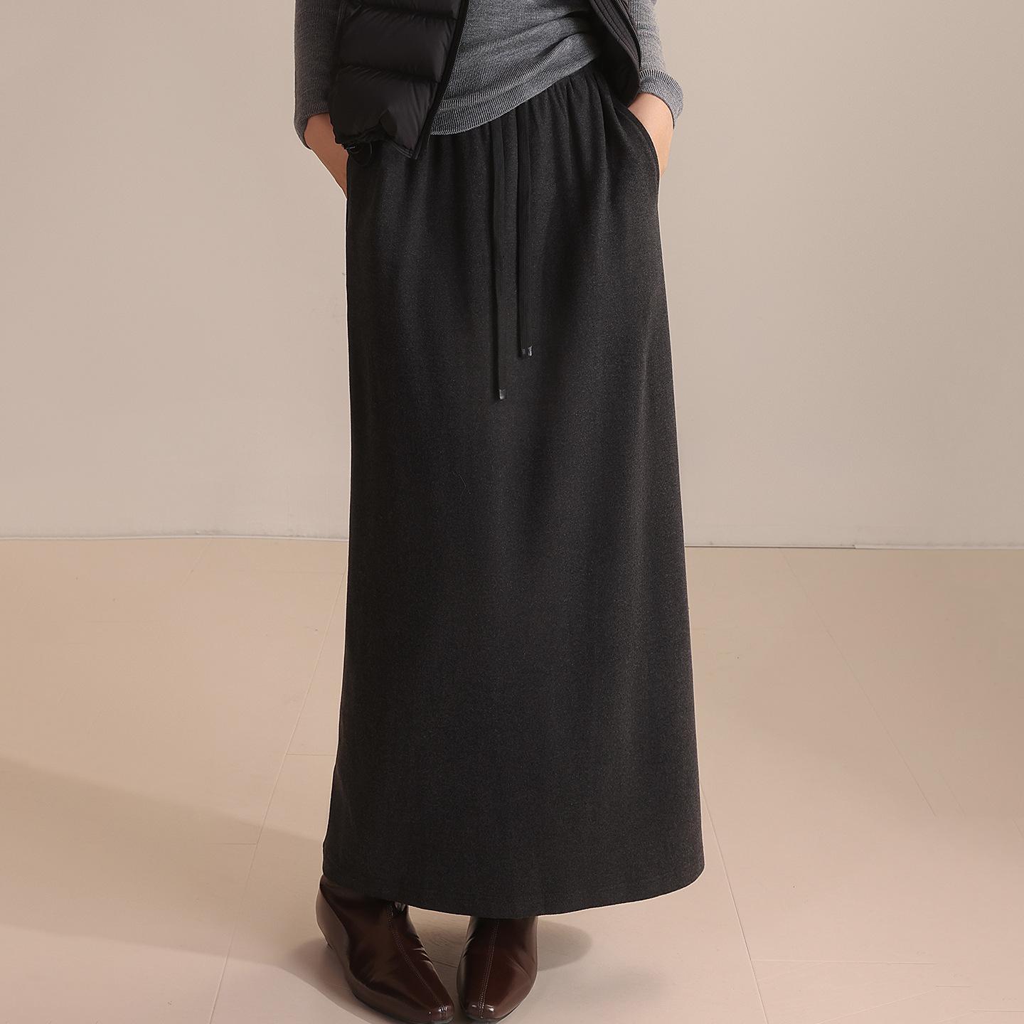 

Fluffy Soft Stretchy Mid-Length Straight Skirt - Solid Color Small темно-серого