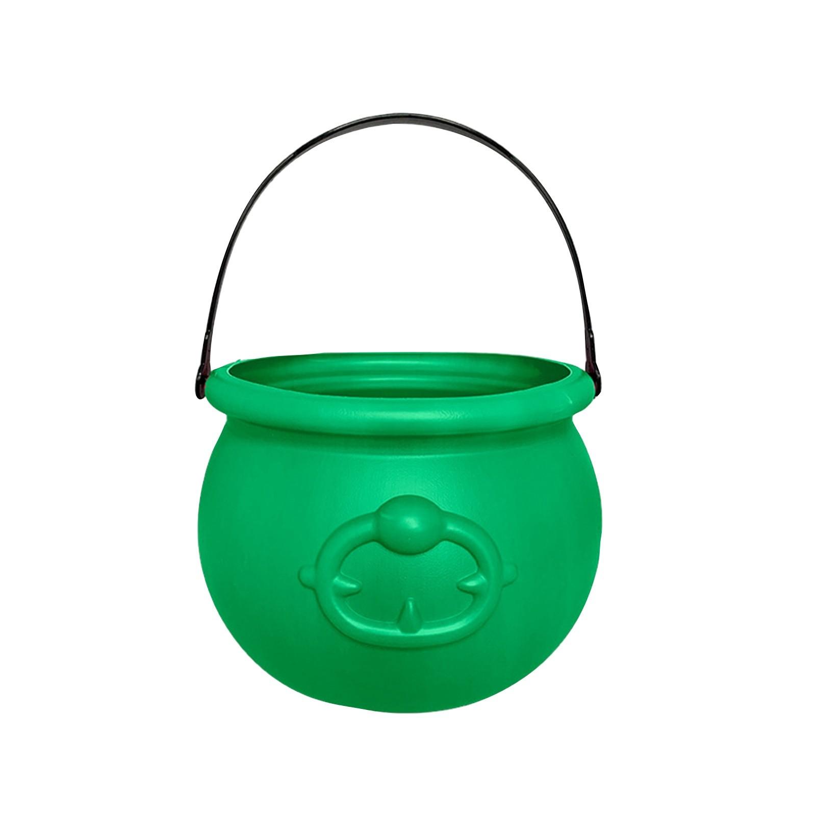 

Witch Cauldron, Plastic Cauldron With Handle, Decorative Halloween Candy Bowl, Can Be Used As Candy Bucket, Treats, Party Supplies, Table Centerpiece One Size зелений