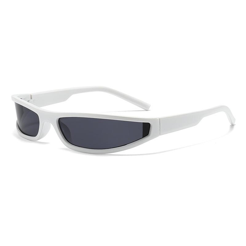 Y2K Futuristic Narrow Frame Sunglasses: Trendy Iridescent Unisex Style 2504