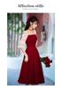 Robe d'été formelle courte haut de gamme couleur bordeaux - Tenue de toast ou tenue quotidienne pour la mariée 2025