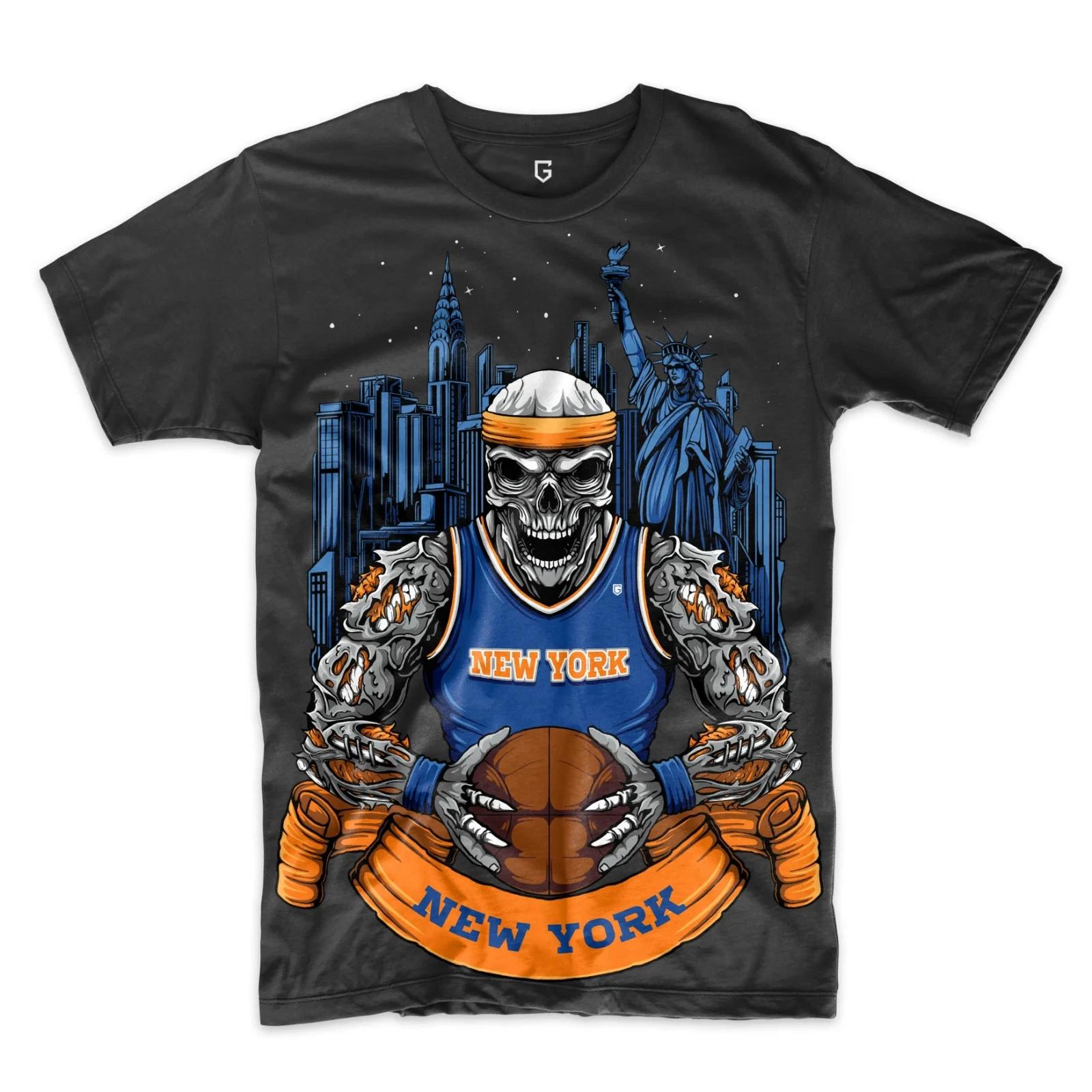 New York Basketball Skull Men s T-Shirt XXXL