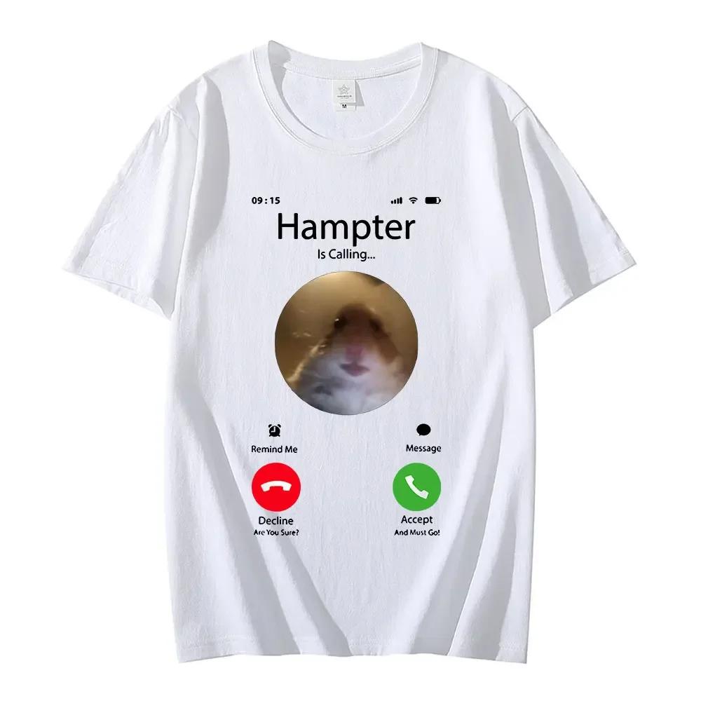 

Dank Meme Hamster Staring Front Camera Hampter Calling Футболка Модные футболки с коротким рукавом Уличная одежда большого размера Унисекс XXXXXL синий