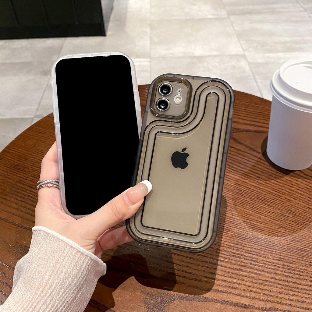 Track Transparent Shell Suitable for IPhone16 Protective Case Simple Black Apple XSMAX Fine Hole Full Soft Phone Case