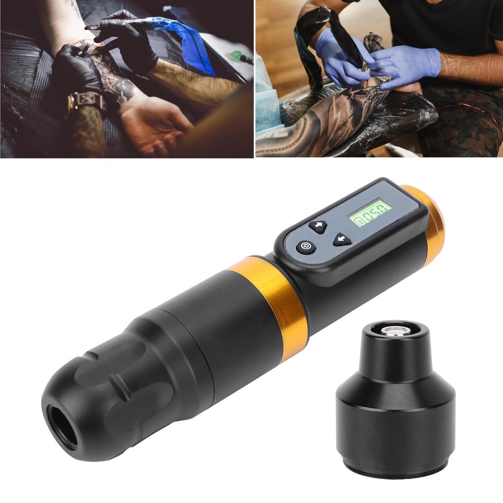 Cordless Power Supply Rotary Tattoo Pen Professional Aluminum Alloy Motor Tattoo Pen with RCA Converter