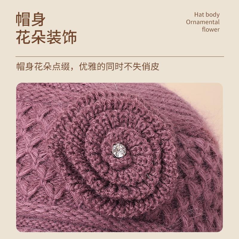 Medium and old hats Women's knitted hats Autumn and winter rabbit fur elderly hats Old lady wool hats Basin hats Warm mother hats