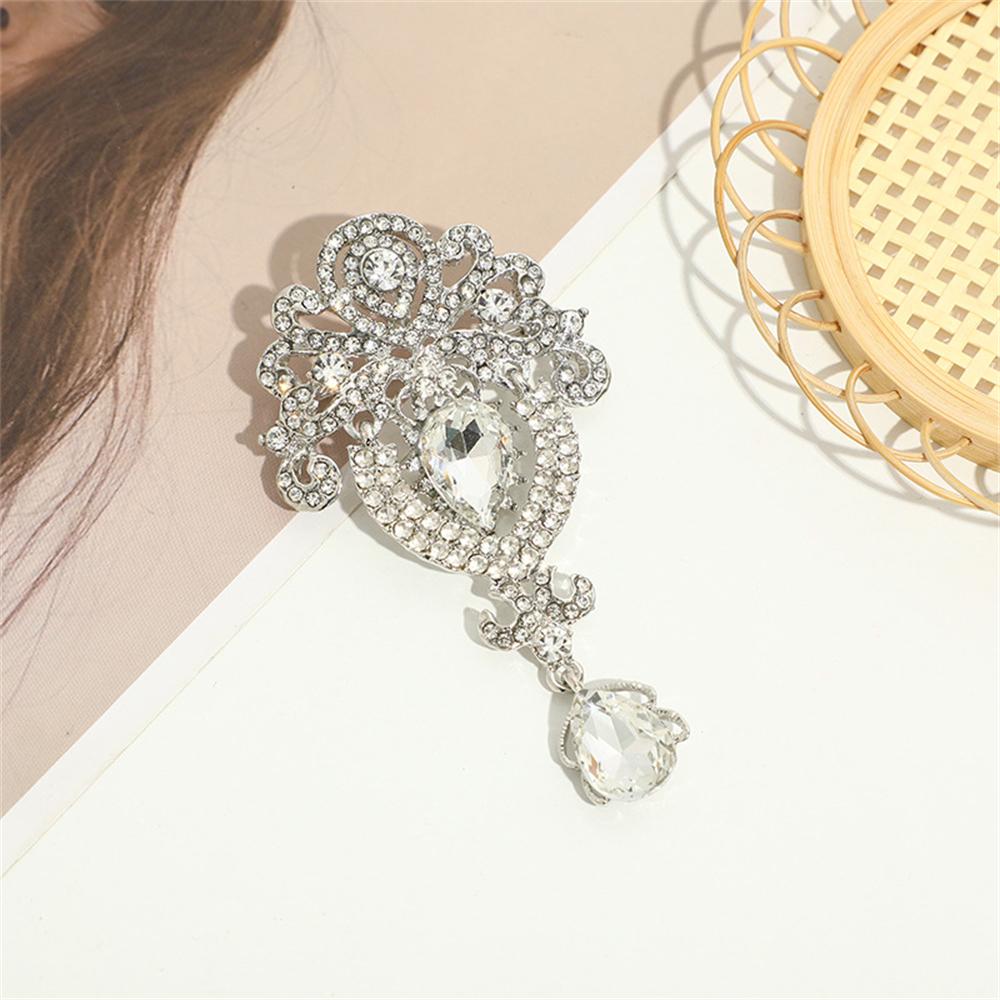 Waterdrop Rhinestone Brooch Luxury Fashion Fashion Alloy Clothing Pin Half Jewel Chest Flower