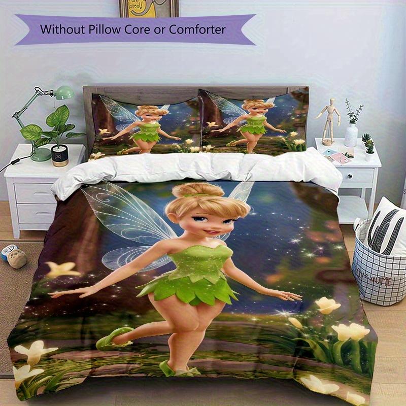3pcs Tinkerbell Fairy Wings Print Bedding Set (1 Cover + 2 Pillowcases, Without Inserts), S075